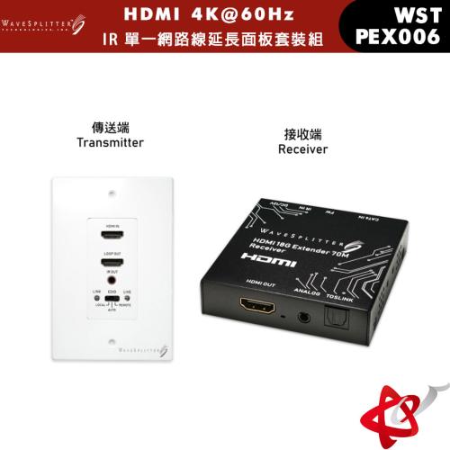 WaveSplitter 威世波 HDMI 4K@60Hz&IR 單一網路線延長面板套裝組 美規 近端輸出&音源分離